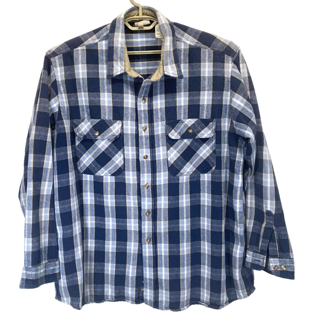 Field and Stream Men's Shirt 2XLT Blue Plaid Flannel Heavyweight RN14372